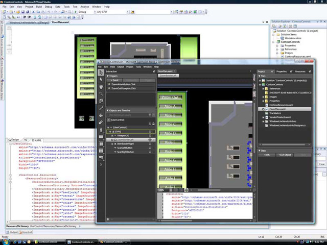Дизайнеры и разработчики могут совместно работать над пользовательским интерфейсом приложений с использованием инструментов Visual Studio 2008 и Expression Blend.